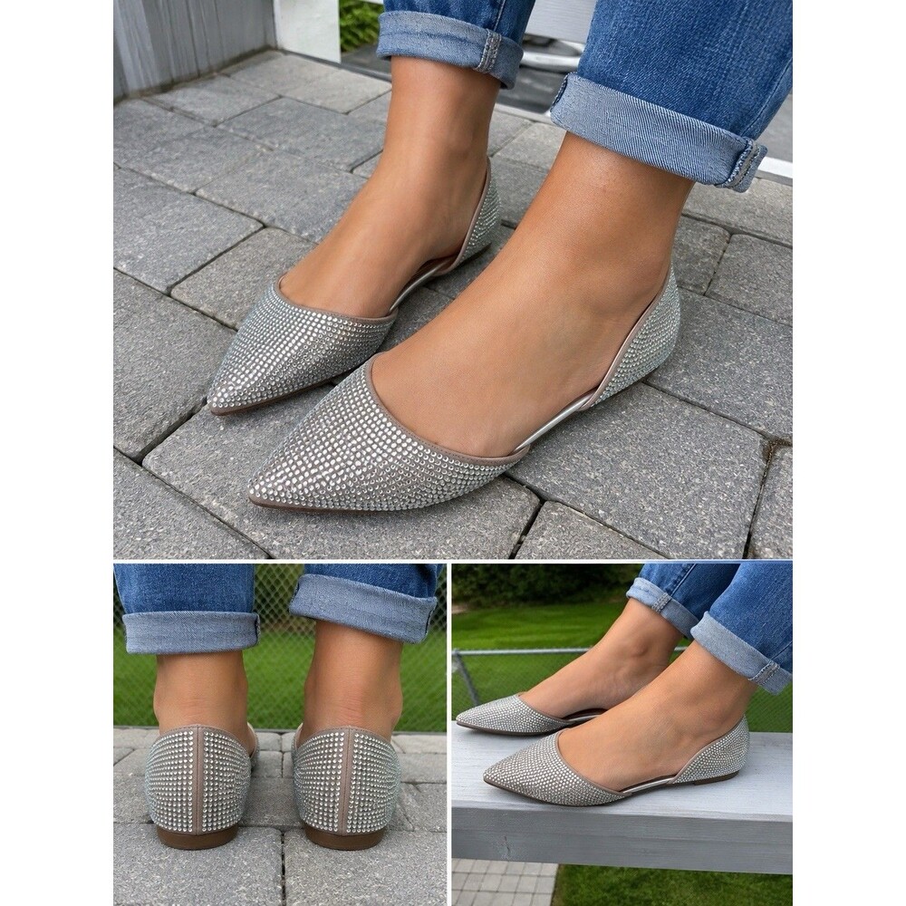 MIX No. 6 Women’s Size 8.5 Rhinestone Pointed Toe D’Orsay Flats